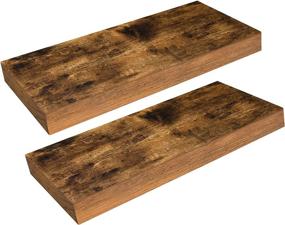 img 4 attached to 📚 HOOBRO Floating Shelves, Set of 2 Wall Shelf with Invisible Brackets - 15.7 inch Hanging Shelf for Bathroom, Bedroom, Toilet, Kitchen, Office, Living Room Decor - Rustic Brown BF40BJ01