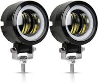 40w светодиодные вспомогательные фары 2 шт. 3'' мотоциклетные противотуманные фары с drl angel eye 6000k белая точечная подсветка внедорожника морской рабочий фонарь, 2 года гарантии (2 шт., синяя световая рамка) - улучшенное seo логотип