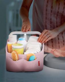img 3 attached to 👶 Pink Heather Nursery Style Diaper Caddy Organizer with Touch Sensor Night Light by Skip Hop