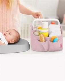 img 1 attached to 👶 Pink Heather Nursery Style Diaper Caddy Organizer with Touch Sensor Night Light by Skip Hop