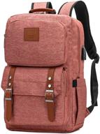 🎒 stylish laptop backpack for women and men: anti-theft college bookbag with charging port - fits 15.6 inch laptop - vintage design - pink logo