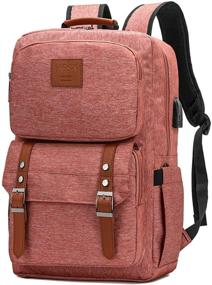 img 4 attached to 🎒 Stylish Laptop Backpack for Women and Men: Anti-Theft College Bookbag with Charging Port - Fits 15.6 Inch Laptop - Vintage Design - Pink