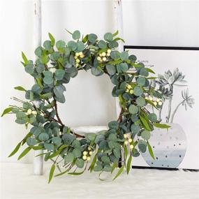 img 2 attached to 🌿 NeoL'artes 20-inch Farmhouse Natural Artificial Green Eucalyptus Leaf Berry Wreath: Perfect Year-Round Decor for Front Door, Spring & Summer