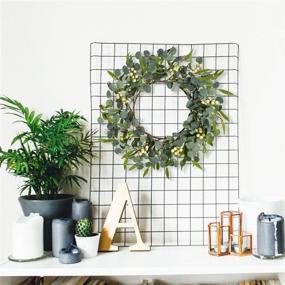 img 1 attached to 🌿 NeoL'artes 20-inch Farmhouse Natural Artificial Green Eucalyptus Leaf Berry Wreath: Perfect Year-Round Decor for Front Door, Spring & Summer