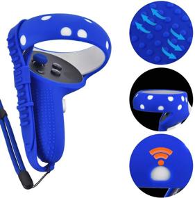 img 2 attached to 🎮 Enhanced Silicone Controller Grip Cover with Face Cover Combo for Oculus Quest 2 - Sweatproof, Anti-Collision VR Headset Accessories (Blue)
