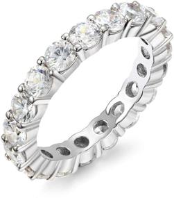 img 4 attached to 💎 Premium NYC Sterling 3.00mm Round Cubic Zirconia Eternity Band for Luxury Style