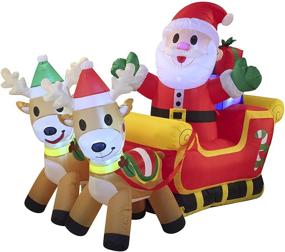 img 3 attached to 🎅 Bring Cheer to Your Christmas Party with the Joiedomi 6 Ft Wide Inflatable Santa Claus on Fancy Sleigh - Complete with LEDs!