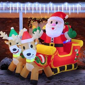 img 4 attached to 🎅 Bring Cheer to Your Christmas Party with the Joiedomi 6 Ft Wide Inflatable Santa Claus on Fancy Sleigh - Complete with LEDs!