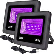 remon 2 pack 30w black light led flood light outdoor stage lighting, plug-in, ideal for halloween, neon glow, blacklight party, fishing, aquarium, dj disco, and more логотип