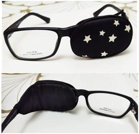 img 2 attached to 🌟 Visual Acuity Recovery Silk Eye Cover for Kids/Adults, Amblyopia Strabismus Corrected Lazy Eye Patches with White Stars on Black - Ideal for Glasses