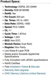 img 2 attached to OWC PC3 12800 1600 МГц SO DIMM OWC1600DDR3S16P translation: ОЗУ PC3 12800 с частотой 1600 МГц SO DIMM OWC1600DDR3S16P