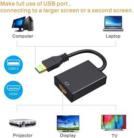 img 3 attached to 🔌 ABLEWE USB 3.0/2.0 to HDMI 1080P Video Graphics Cable Converter with Audio for PC Laptop Projector HDTV - Windows XP 7/8/8.1/10 Compatible (Mac/Chromebook OS not Supported)