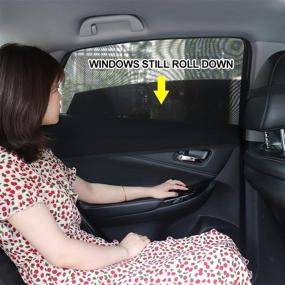 img 2 attached to 🚗 MOTOWELL 2-Pack Car Window Shade for Baby | Breathable Elastic Car Window Screen with UV Protection | Car Rear Side Window Sunshades | Sizes Fit 21-29"x 28"-46