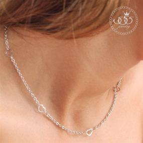 img 3 attached to 555Jewelry Stainless Steel Women's Mini Multi Heart Love Dainty Chain Necklace