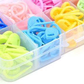 img 1 attached to EShato 300-Piece Locking Stitch Markers with Clear Storage Box - Colorful Plastic Knitting Counter Crochet Needle Clip Rings for Weaving and Sewing - 10 Vibrant Colors