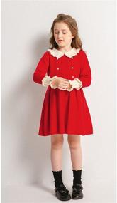 img 2 attached to SMILING PINKER Girls Dresses: Ruffle Peter Pan Collar Sweater Dress with Long Sleeves and Knit Pleats