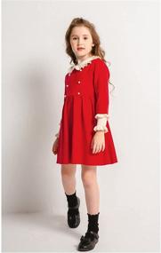 img 1 attached to SMILING PINKER Girls Dresses: Ruffle Peter Pan Collar Sweater Dress with Long Sleeves and Knit Pleats