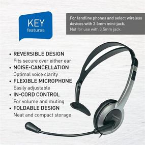 img 2 attached to Panasonic KX-TCA430 Comfort-Fit, Foldable Headset: Noise-Cancelling Mic, Volume Control - Grey/Silver