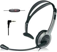 panasonic kx-tca430 comfort-fit, foldable headset: noise-cancelling mic, volume control - grey/silver logo