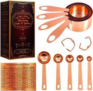 copper measuring cups and spoons: gift set of 9 in premium red box packaging - under $30! ideal christmas gift idea for women or men logo