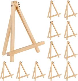 img 4 attached to Jekkis Set of 12 Tabletop Easels - 9 Inches Tall Wood Display Stands for Artists, Adults, and Students