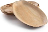 🌱 pack of 6 oval serving platters - christmas disposable bamboo look - sustainable 15"x10" palm leaf serving boats, trays - all natural, sturdy, biodegradable, and compostable - by brheez logo