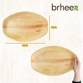 img 2 attached to 🌱 Pack of 6 Oval Serving Platters - Christmas Disposable Bamboo Look - Sustainable 15"x10" Palm Leaf Serving Boats, Trays - All Natural, Sturdy, Biodegradable, and Compostable - by brheez