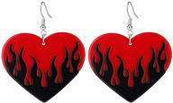 🔥 vibrant flame acrylic earrings: punk fire heart dangle drops for women and girls logo