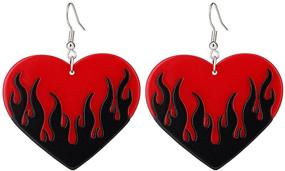 img 2 attached to 🔥 Vibrant Flame Acrylic Earrings: Punk Fire Heart Dangle Drops for Women and Girls