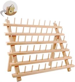 img 2 attached to 🧵 Versatile 60-Spool Wooden Thread Holder: Sewing and Embroidery Thread Rack and Organizer with Hanging Hooks