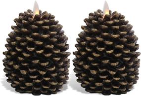 img 4 attached to 🕯️ Eldnacele LED Pine Cone Candles Moving Wick - Flameless and Timer-Enabled Decoration for Christmas Home Party - Brown, 2 Pack