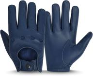 genuine leather full finger driving stitched men's accessories in gloves & mittens logo