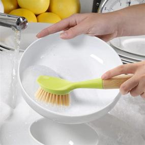 img 1 attached to 🧼 Durable Dish Brush with Bamboo Handle, Ideal for Kitchen Sink, Pot, Pan Scrubbing