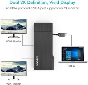 img 2 attached to WAVLINK USB3.0 Universal 2K Mini Laptop Docking Station: Dual Video HDMI/VGA, Gigabit Ethernet, USB3.0 Port, Card Reader, Windows/Mac Compatible