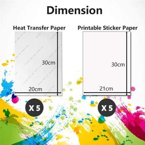 img 3 attached to Professional 5 Sheet Bundle: Printable Heat Transfer Paper for Dark T-Shirts + Waterproof Vinyl Sticker Paper for Scrapbooking