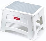 rubbermaid rm-pl1w folding plastic stool: 1-step, 300lb capacity, white - a versatile and reliable stool for easy access логотип