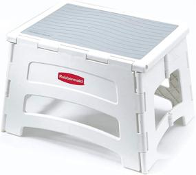 img 4 attached to Rubbermaid RM-PL1W Folding Plastic Stool: 1-Step, 300lb Capacity, White - A Versatile and Reliable Stool for Easy Access