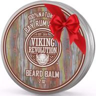 🧔 balm for beards: bay rum scent, argan & jojoba oils - enhances, nourishes & softens facial hair - leave-in wax conditioner for men by viking revolution logo