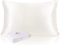 🌙 yanibest 25 momme silk pillowcase: hair and skin benefits - 100% mulberry silk, 900 thread count, hidden zipper closure - standard size, white (1 pack) logo