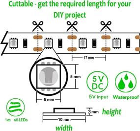 img 2 attached to 🌈 Innovative iNextStation LED Strip Light: Battery & USB Powered, 5V 60 Units SMD5050 LEDs Waterproof LED Tape (100cm, Green)