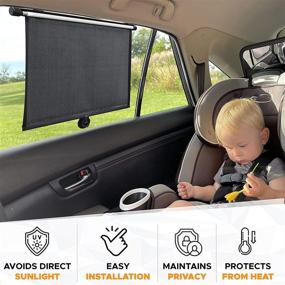 img 3 attached to 🌞 Ultimate UV Protection: EcoNour Car Side Window Sun Shade (2 Pack) - Retractable Roller Shades for Kids, Pets, and Babies, Defending from Sun Glare and Providing Privacy - 15"x17" Blackout Design