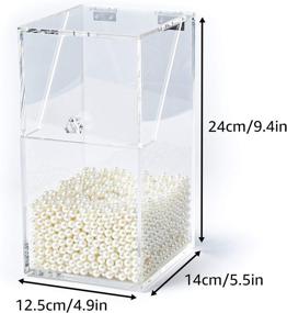 img 2 attached to 🔳 PuTwo 5mm Thick Acrylic Makeup Organizer Dustproof Storage Box for Makeup Brushes - Large, White Pearl (59.97 Ounce) - Premium Quality