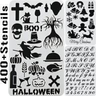 mosaiz halloween stencils: 20 pcs drawing stencils with letter stencils, numbers & themes - perfect for painting on wood, canvas, walls, fabric - ideal for christmas, birthday, wedding, bullet journal logo