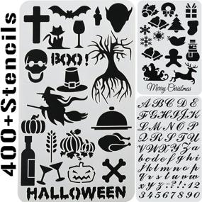 img 4 attached to Mosaiz Halloween Stencils: 20 Pcs Drawing Stencils with Letter Stencils, Numbers & Themes - Perfect for Painting on Wood, Canvas, Walls, Fabric - Ideal for Christmas, Birthday, Wedding, Bullet Journal