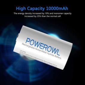 img 3 attached to 🔋 POWEROWL Rechargeable D Batteries 10000mAh: Long-lasting, Low Self Discharge, NiMH, Pre-Charged (4 Pack)
