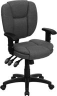 🪑 enhance your office comfort and productivity with the flash furniture mid-back gray fabric multifunction swivel ergonomic task office chair with pillow top cushioning and arms logo