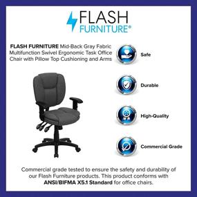 img 2 attached to 🪑 Enhance Your Office Comfort and Productivity with the Flash Furniture Mid-Back Gray Fabric Multifunction Swivel Ergonomic Task Office Chair with Pillow Top Cushioning and Arms