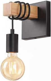 img 3 attached to 🏭 Industrial Farmhouse Sconce Lightess Black Wall Lights, Edison Wall Lamp 1-Light for Barn Kitchen, Living Room, LG9423728