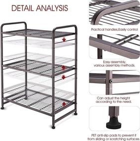 img 2 attached to 🗄️ Expandable and Adjustable 3-Tier Wire Shelving Unit Rack, Bronze – Simple Trending Kitchen Storage Cabinet Shelf Organizer