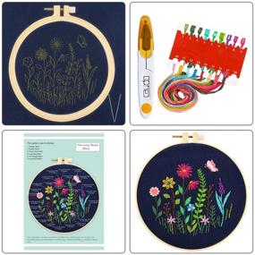 img 3 attached to 🌸 Caydo Blue Flower Embroidery Starter Kit - Complete Range with Pattern, Instructions, and Enhanced SEO